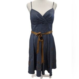 OC by Oleg Cassini Blue Pleated Cocktail Sundress Excellent Condition Size 12